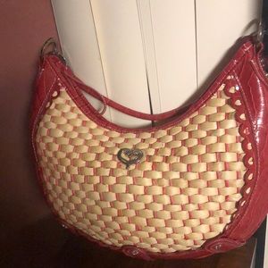Ladies red basket weave purse